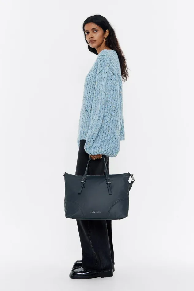 Large Lead Gray Nylon Shopper Bag Lead Grey Women Bimba Y Lola Shoppers