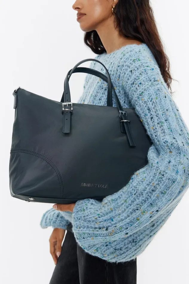 Large Lead Gray Nylon Shopper Bag Lead Grey Women Bimba Y Lola Shoppers Large Lead Gray Nylon Shopper Bag Lead Grey Women Bimba Y Lola Shoppers