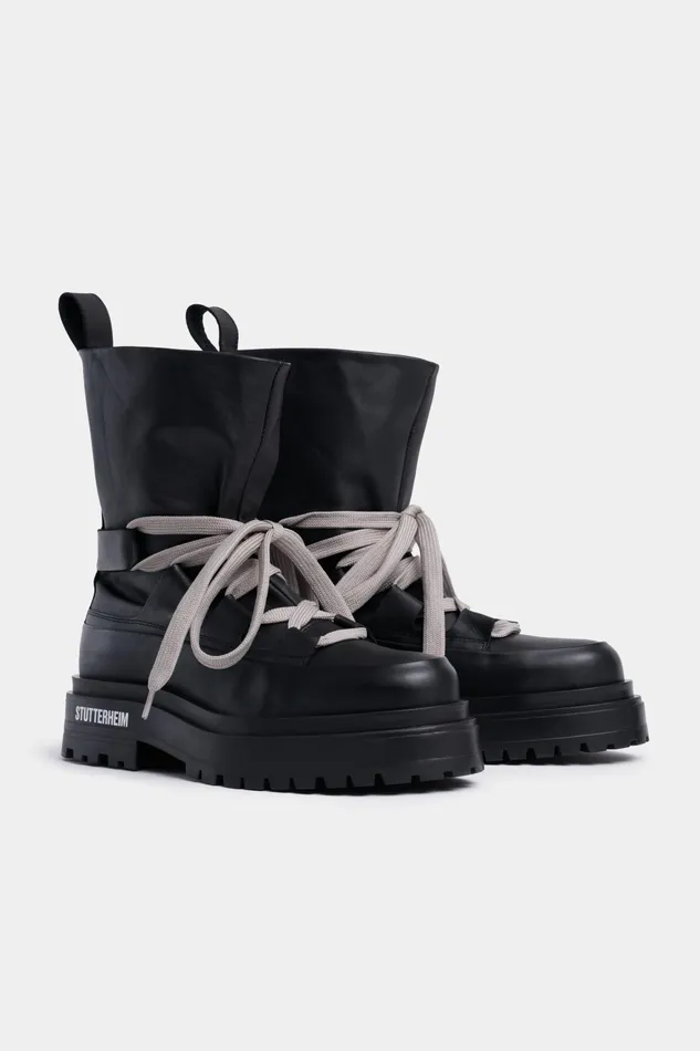 Leather Boots Women Stutterheim Lace Walker Leather Black