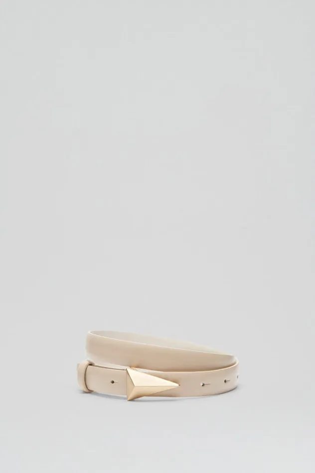 Leather Women Scanlan Theodore BRUSHED TRIANGLE TRIM BELT 2 Stone