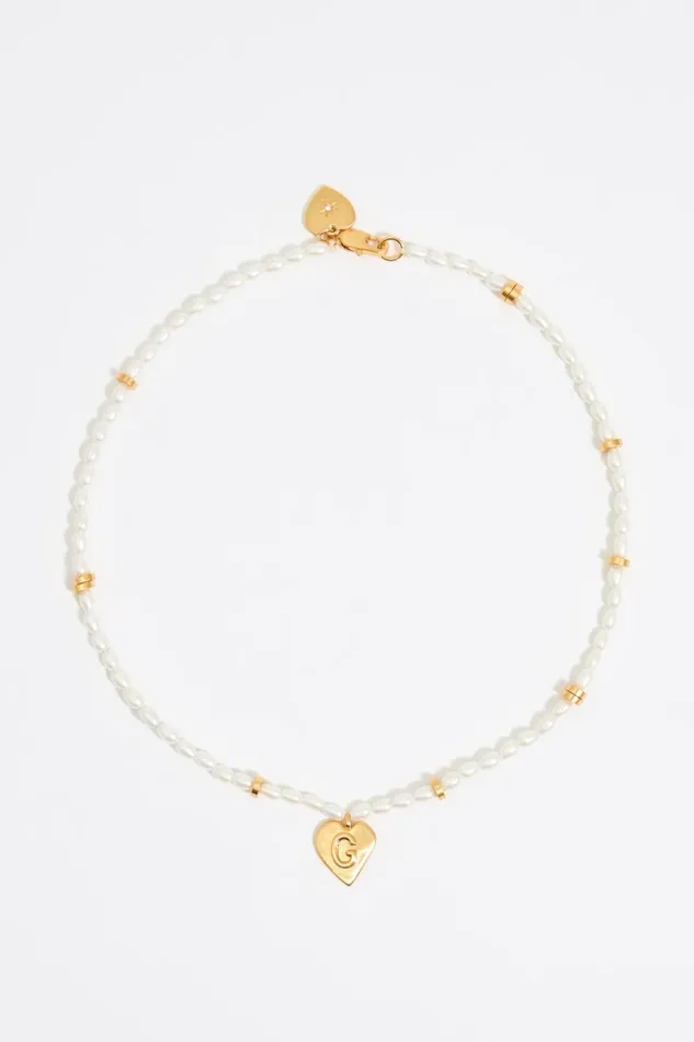 Letter G Heart And Pearl Necklace Gold Women Bimba Y Lola Alphabet