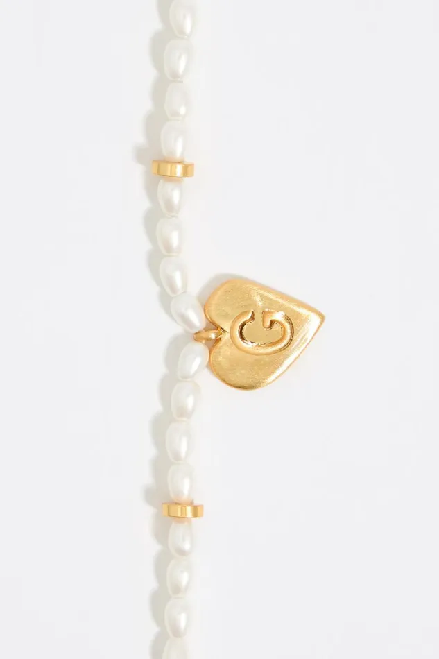 Letter G Heart And Pearl Necklace Gold Women Bimba Y Lola Alphabet Letter G Heart And Pearl Necklace Gold Women Bimba Y Lola Alphabet
