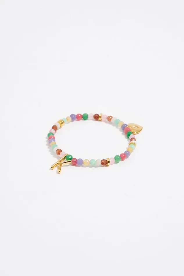 Letter K Multicolor Stones Bracelet Gold Women Bimba Y Lola Alphabet