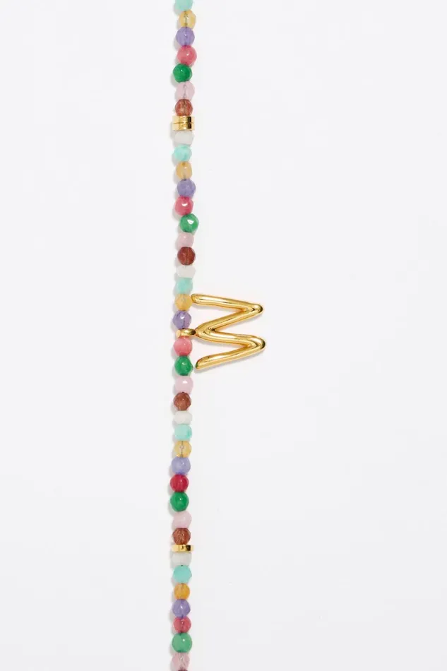 Letter W Multicolor Stones Necklace Gold Women Bimba Y Lola Alphabet Letter W Multicolor Stones Necklace Gold Women Bimba Y Lola Alphabet
