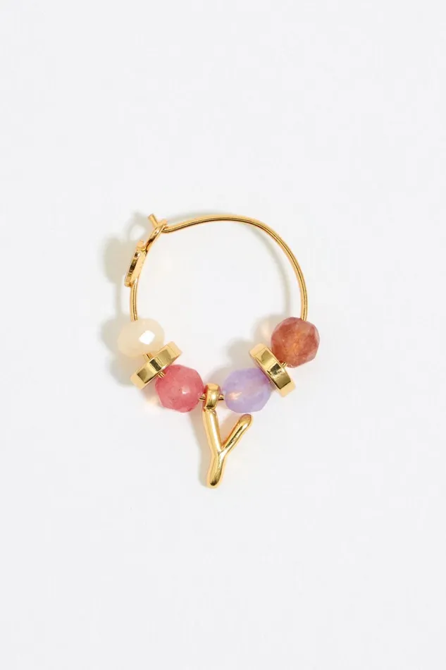 Letter Y Multicolor Stones Earrings Gold Women Bimba Y Lola Alphabet Letter Y Multicolor Stones Earrings Gold Women Bimba Y Lola Alphabet