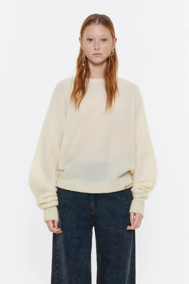 Light Yellow Mohair Twisted Sweater Light Yellow Women Bimba Y Lola Knitwear