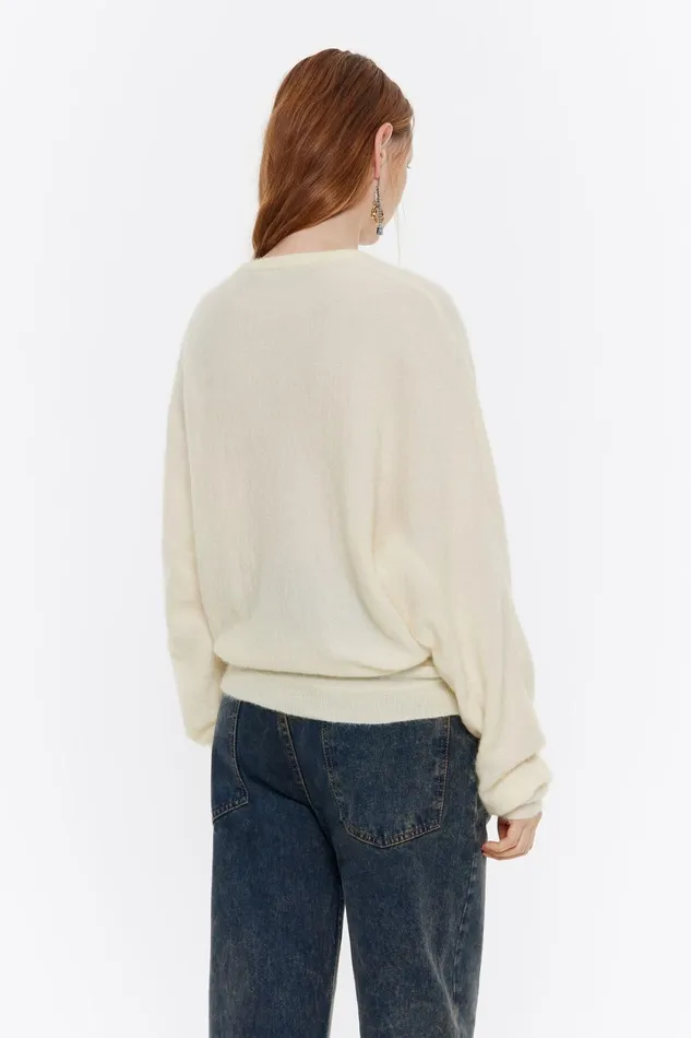 Light Yellow Mohair Twisted Sweater Light Yellow Women Bimba Y Lola Knitwear Light Yellow Mohair Twisted Sweater Light Yellow Women Bimba Y Lola Knitwear