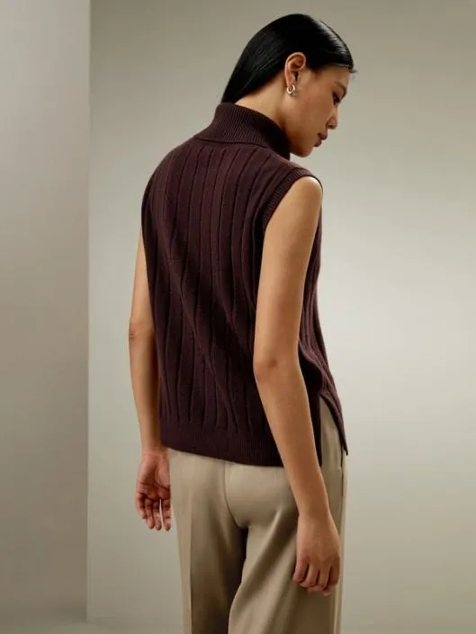 Lightweight Turtleneck Sleeveless Cashmere Vest Women Lilysilk Knitwear