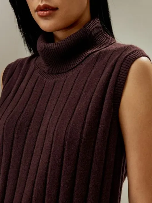 Lightweight Turtleneck Sleeveless Cashmere Vest Women Lilysilk Knitwear