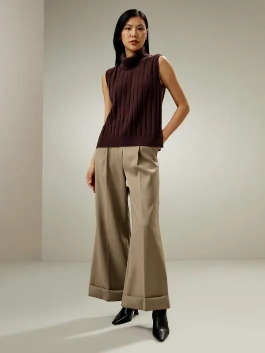 Lightweight Turtleneck Sleeveless Cashmere Vest Women Lilysilk Knitwear