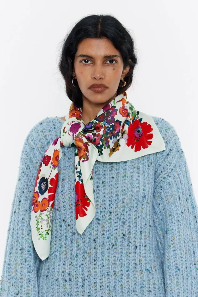Lime Watercolor Floral Scarf Lime Women Bimba Y Lola Scarves Lime Watercolor Floral Scarf Lime Women Bimba Y Lola Scarves