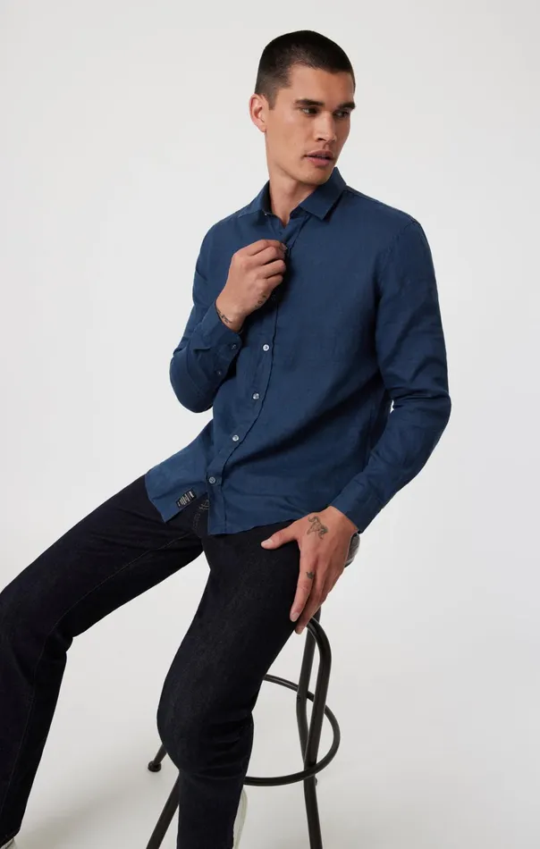 Linen ButtonUp Shirt In Moonlit Ocean Men Mavi Jeans Shirts Linen ButtonUp Shirt In Moonlit Ocean Men Mavi Jeans Shirts