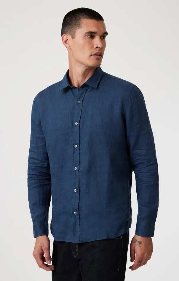 Linen ButtonUp Shirt In Moonlit Ocean Men Mavi Jeans Shirts Linen ButtonUp Shirt In Moonlit Ocean Men Mavi Jeans Shirts
