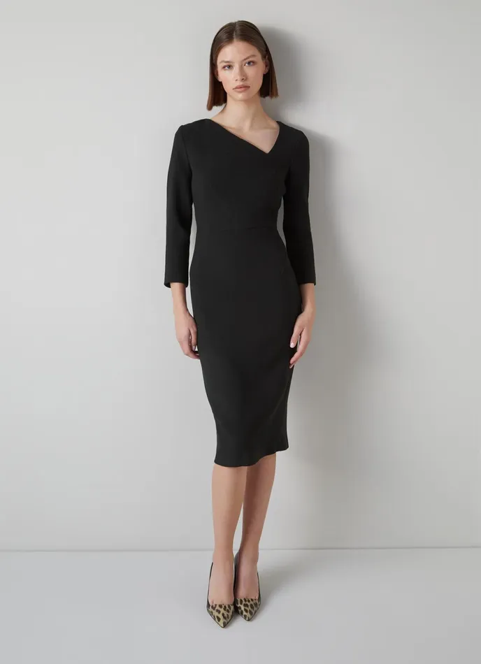 LK Bennett Alexis Orange Wool Crepe Shift Dress Women Dresses