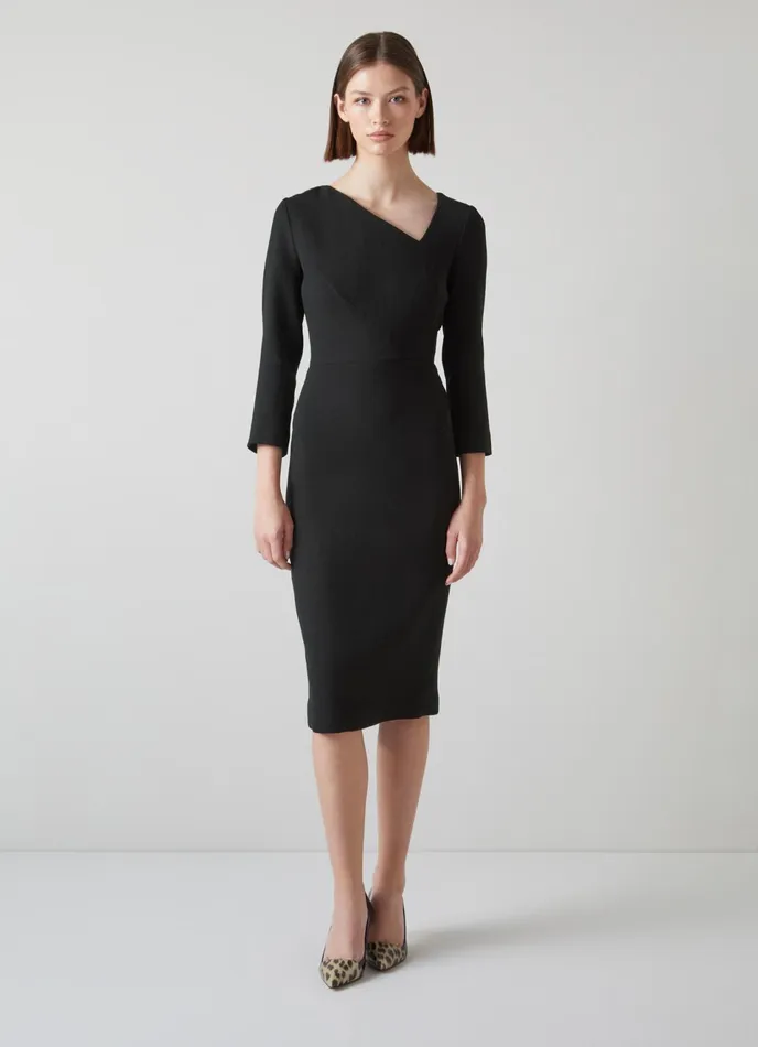 LK Bennett Alexis Orange Wool Crepe Shift Dress Women Dresses