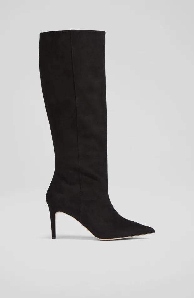 LK Bennett Astrid Black Suede Slouchy KneeHigh Boots Women Boots
