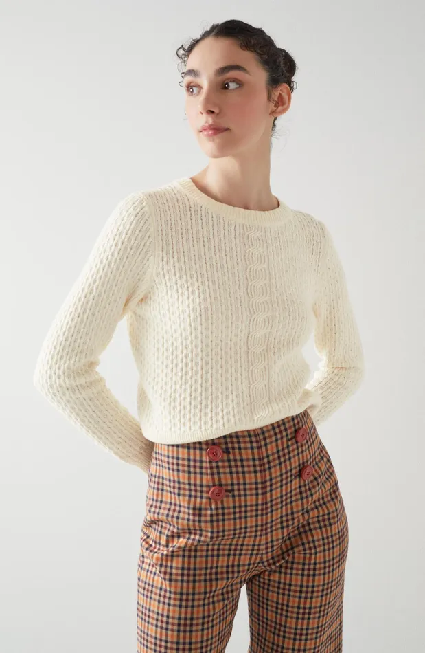 LK Bennett Corey Ivory CottonSustainable Blend Knit Jumper Women Knitwear
