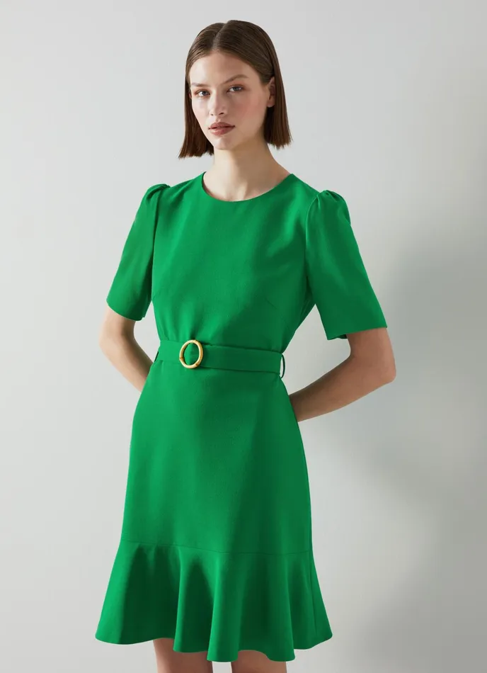 LK Bennett Eliza Green Recycled Crepe Dress Women Dresses