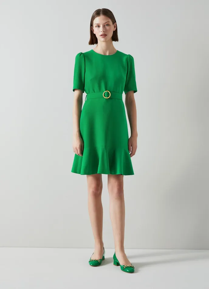 LK Bennett Eliza Green Recycled Crepe Dress Women Dresses