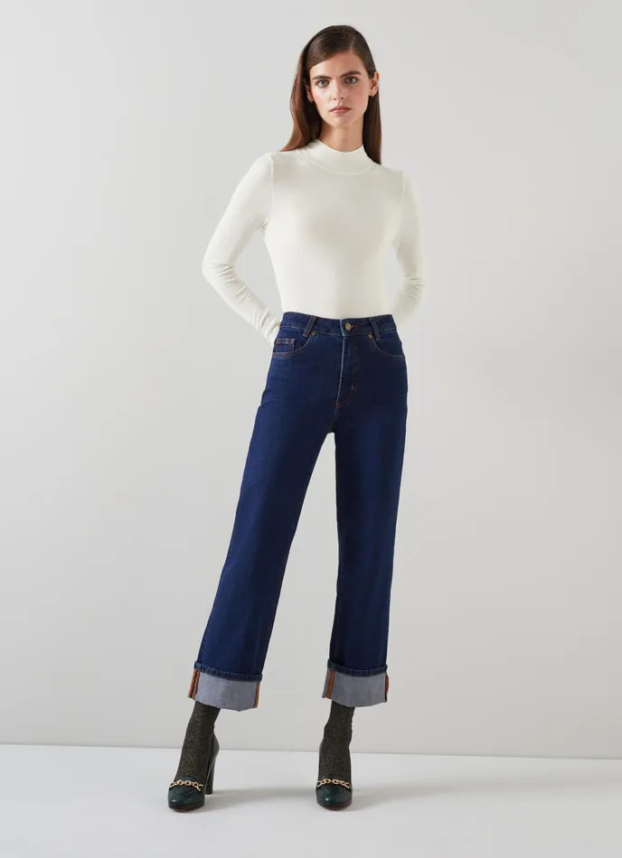 LK Bennett Ellie Cream Sustainably Sourced Merino Turtle Neck Jumper Women Knitwear