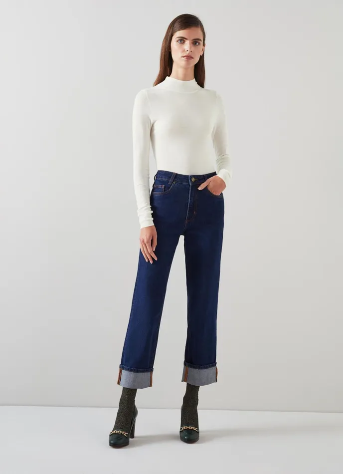 LK Bennett Ellie Cream Sustainably Sourced Merino Turtle Neck Jumper Women Knitwear