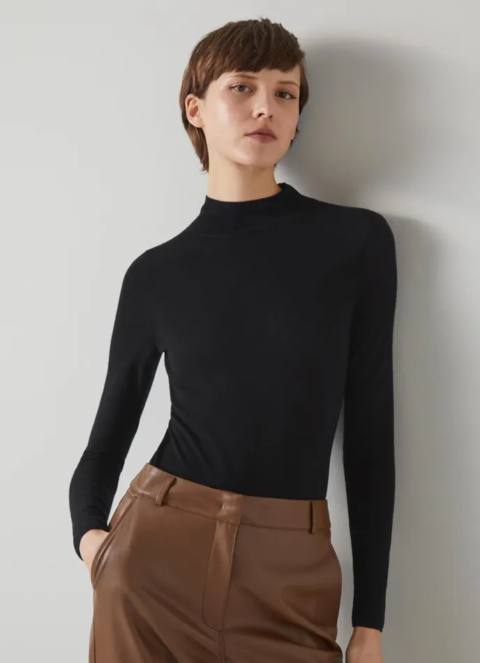 LK Bennett Ellie Cream Sustainably Sourced Merino Turtle Neck Jumper Women Knitwear