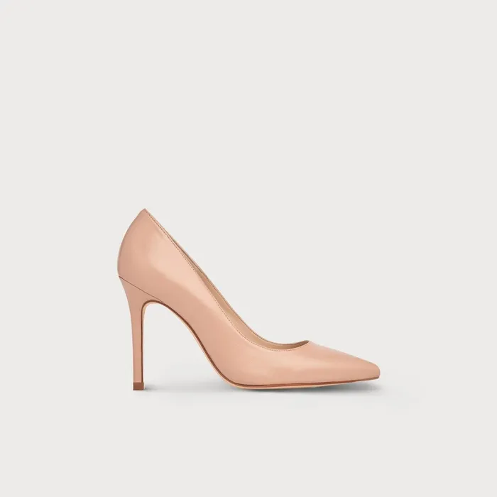 LK Bennett Fern Beige Leather Pointed Toe Courts Women Court Shoes