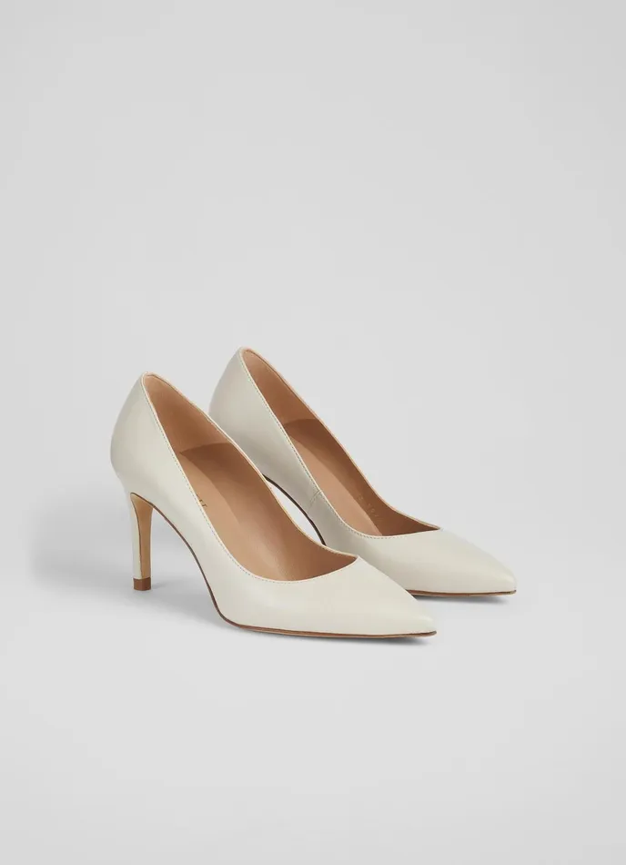 LK Bennett Floret Nude 5 Leather Pointed Courts Women Court Shoes