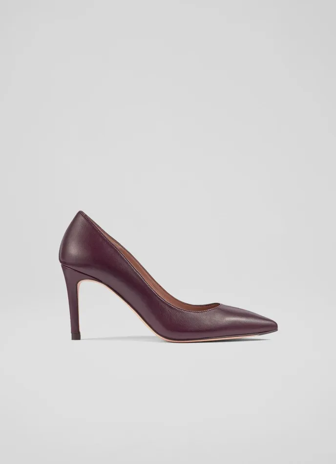 LK Bennett Floret Nude 5 Leather Pointed Courts Women Court Shoes
