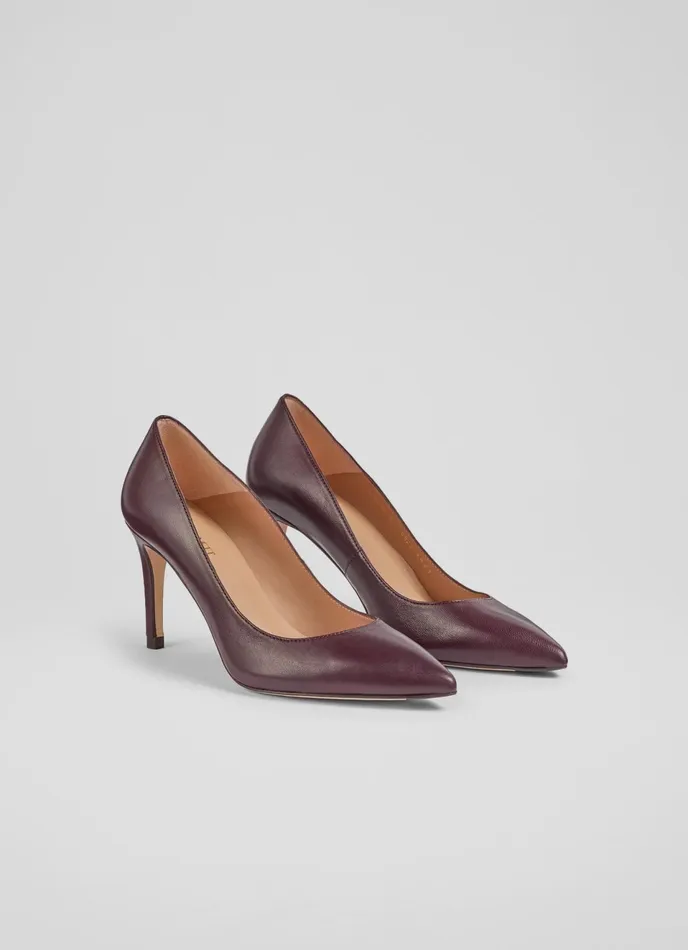 LK Bennett Floret Nude 5 Leather Pointed Courts Women Court Shoes
