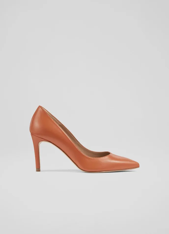 LK Bennett Floret Nude 5 Leather Pointed Courts Women Court Shoes