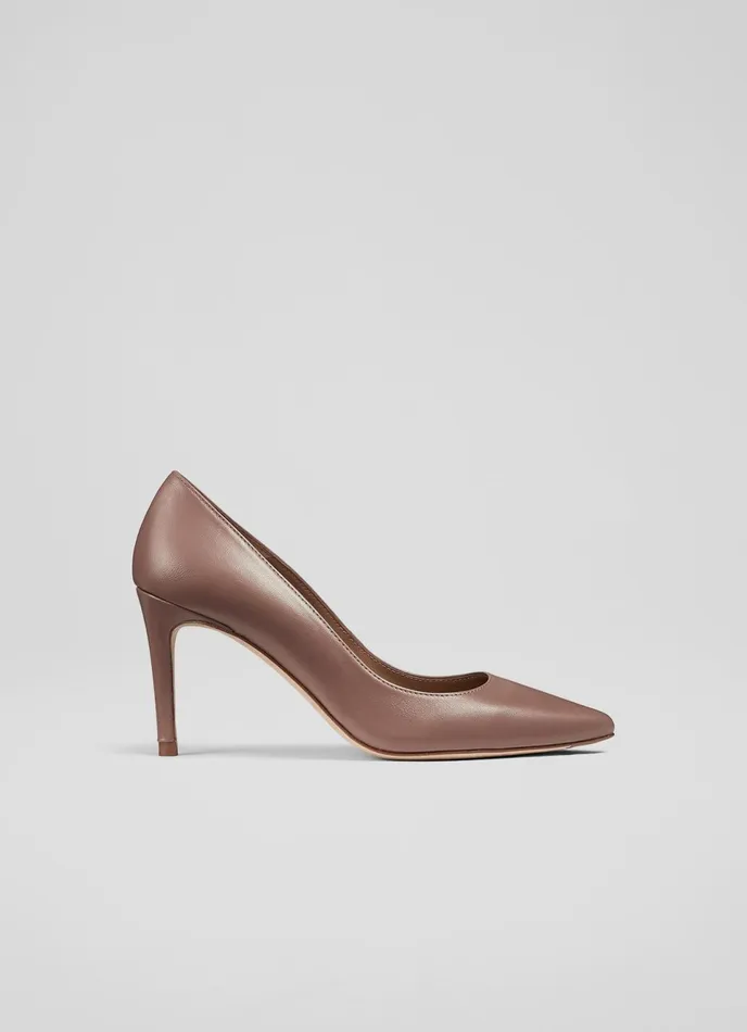 LK Bennett Floret Nude 5 Leather Pointed Courts Women Court Shoes