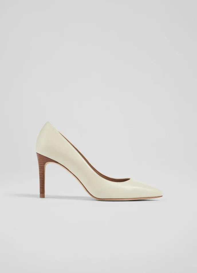 LK Bennett Floret Nude 5 Leather Pointed Courts Women Court Shoes