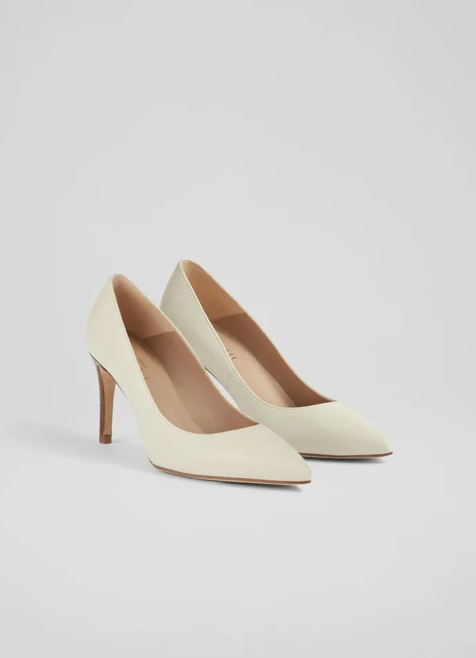 LK Bennett Floret Nude 5 Leather Pointed Courts Women Court Shoes
