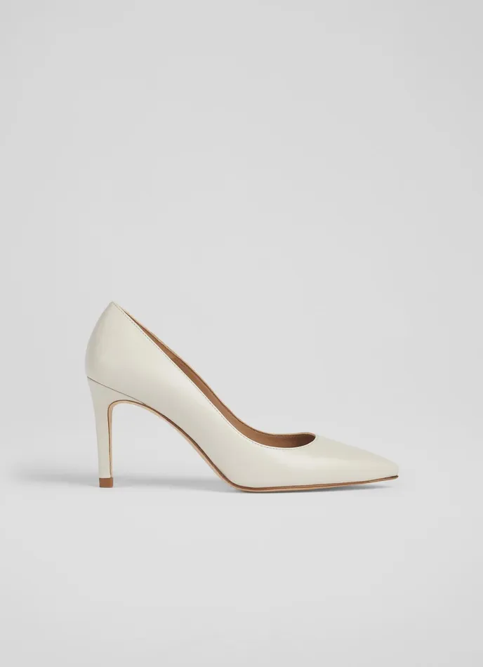 LK Bennett Floret Nude 5 Leather Pointed Courts Women Court Shoes