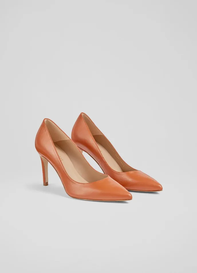 LK Bennett Floret White Leather Pointed Toe Courts Women Court Shoes