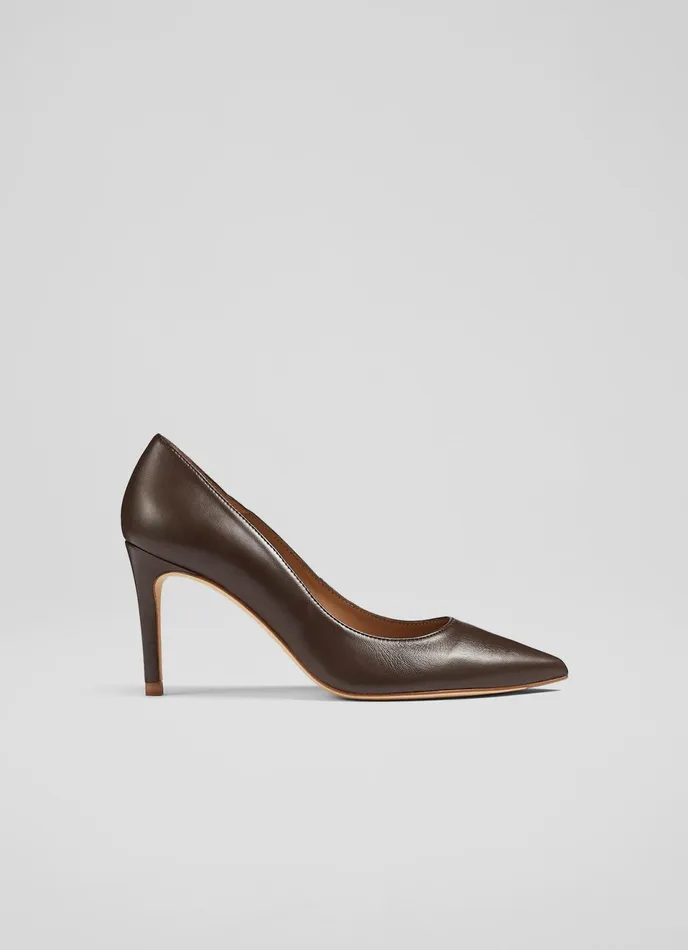 LK Bennett Floret White Leather Pointed Toe Courts Women Court Shoes