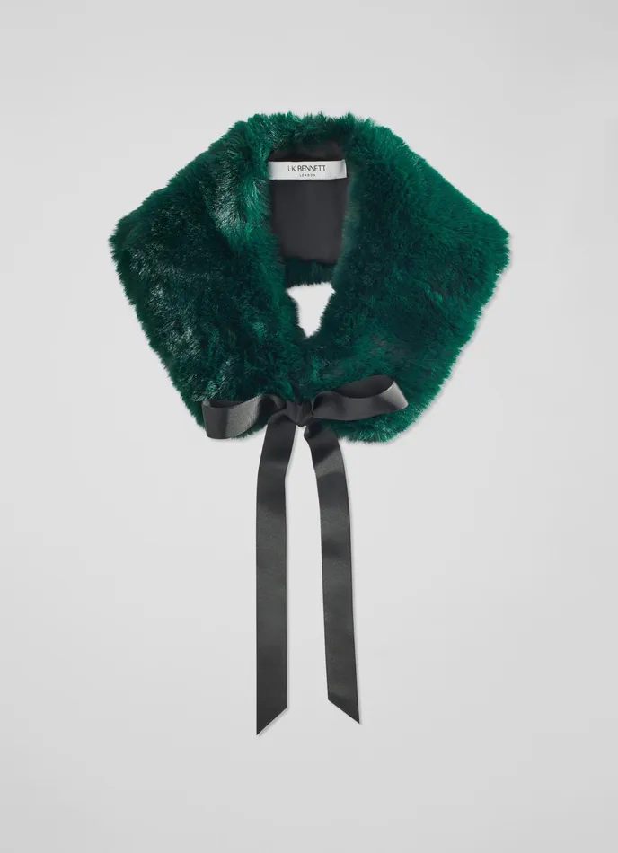 LK Bennett Ivonia Leopard Print Faux Fur Collar Women Scarves and Wraps LK Bennett Ivonia Leopard Print Faux Fur Collar Women Scarves and Wraps