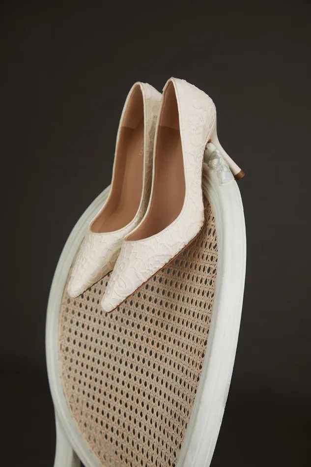 LK Bennett Leilani Cream Lace Wedding Shoes Women Court Shoes