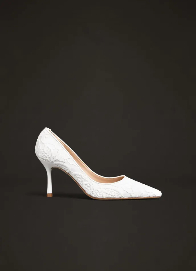 LK Bennett Leilani Cream Lace Wedding Shoes Women Court Shoes