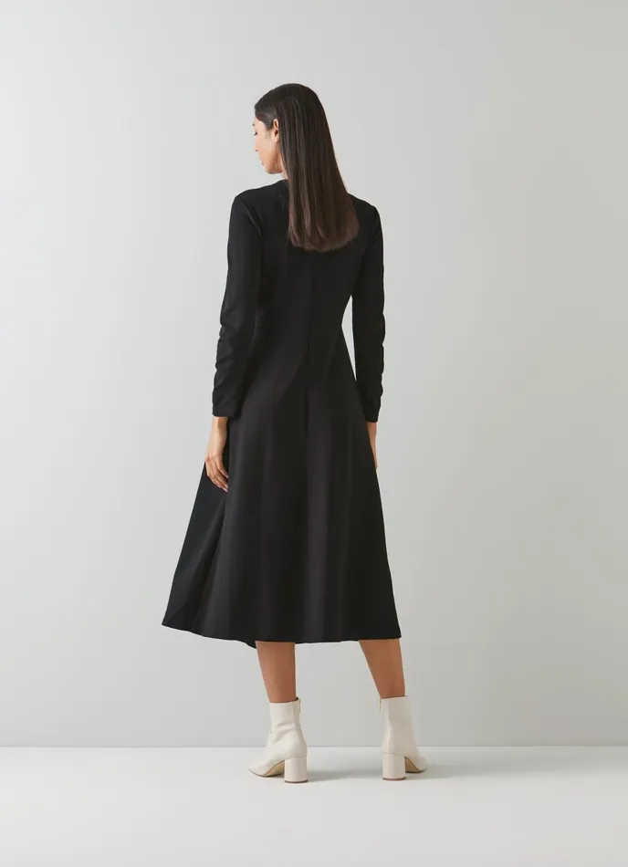 LK Bennett Maria Black Jersey Fit And Flare Dress Women Dresses
