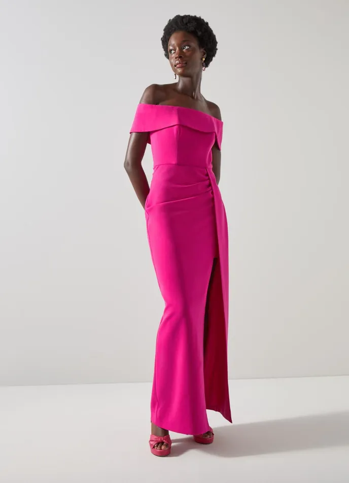 LK Bennett Rampling Pink Crepe Bodycon Maxi Dress Women Dresses