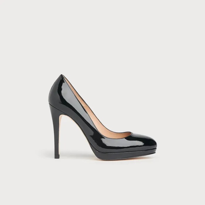 LK Bennett Sledge Navy Patent Platform Courts Women Court Shoes