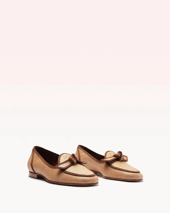 Loafers Women Alexandre Birman Grosgrain Raffia Loafer Espresso