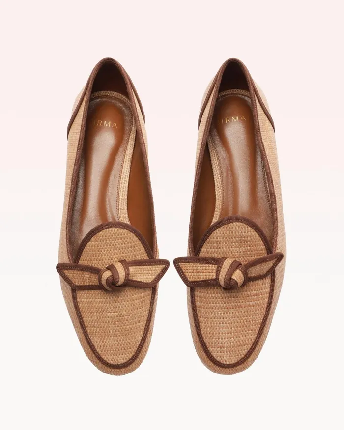 Loafers Women Alexandre Birman Grosgrain Raffia Loafer Espresso