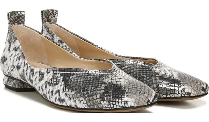 Loafers Women Franco Sarto Franco Ailee Flat Silver Snake Metallic