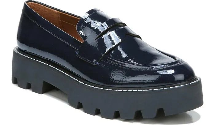 Loafers Women Franco Sarto Franco Balin Platform Loafer Midnight Patent Leather