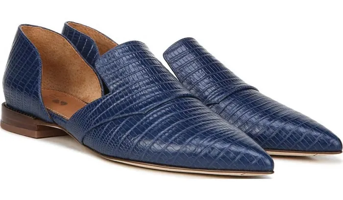 Loafers Women Franco Sarto Sarto Toby D039Orsay Flat Navy Snake Print Leather