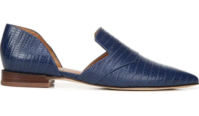Loafers Women Franco Sarto Sarto Toby D039Orsay Flat Navy Snake Print Leather