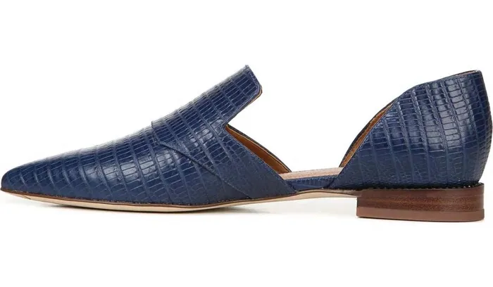 Loafers Women Franco Sarto Sarto Toby D039Orsay Flat Navy Snake Print Leather